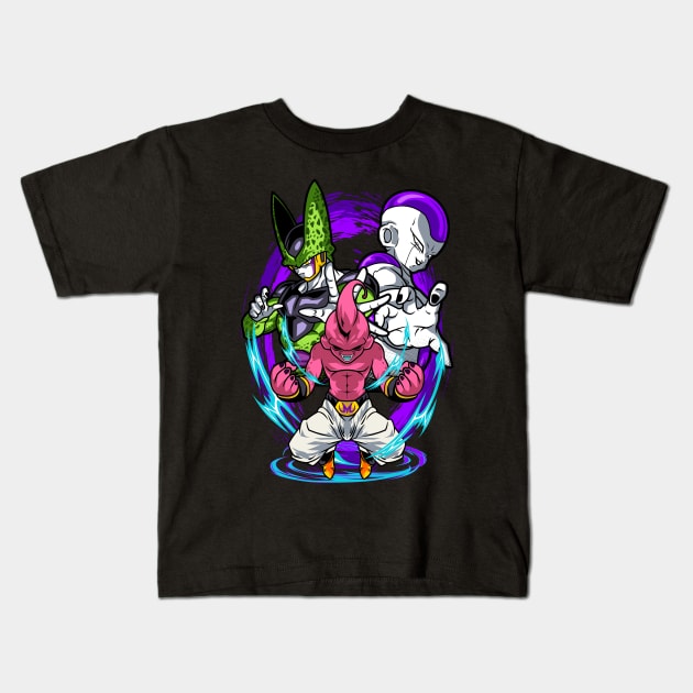 triple villain Kids T-Shirt by spoilerinc